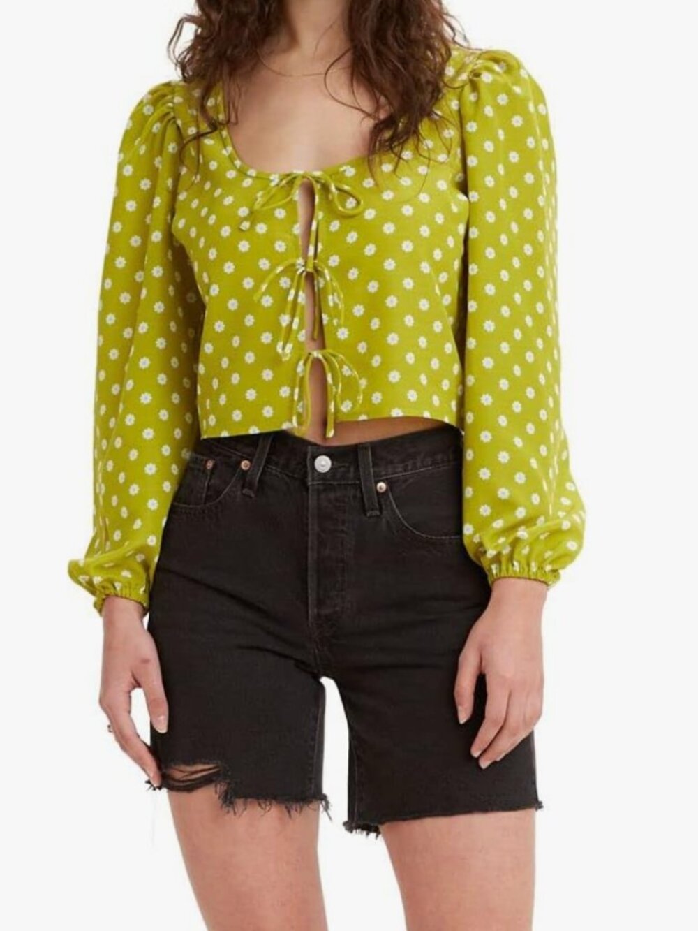 NWOT Levi's Embry Flower Tie Blouse Green